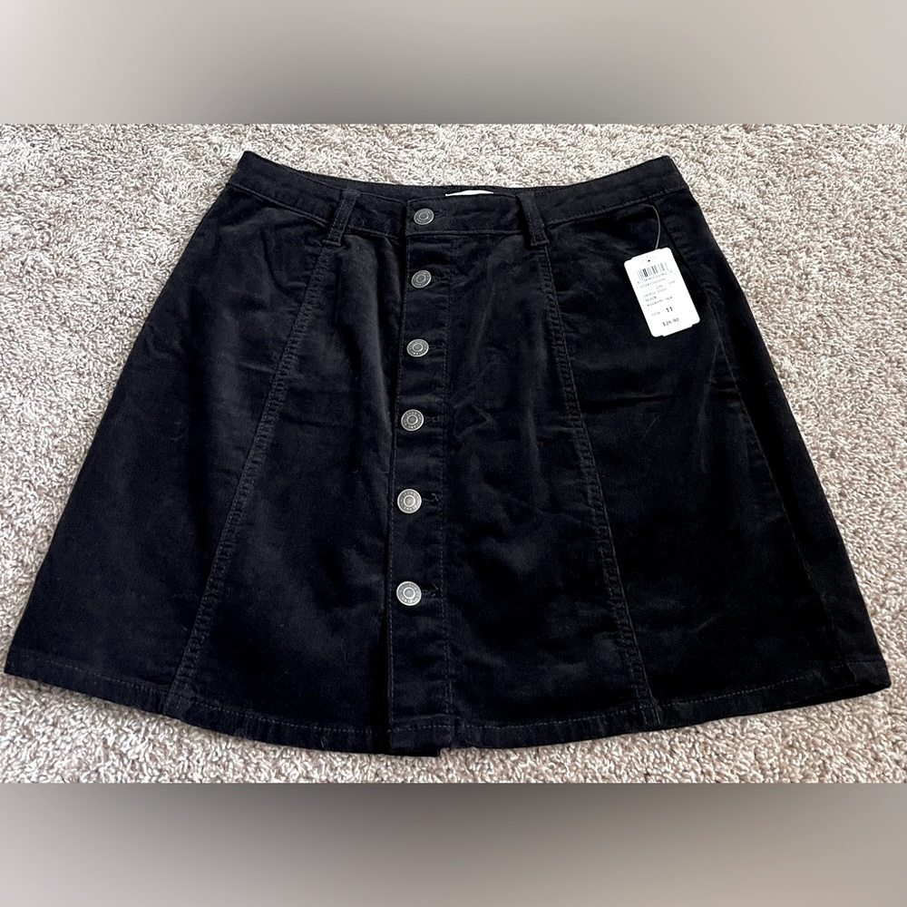 Windsor Black Button Up Corduroy-Like Skirt. Brand New with Tags.